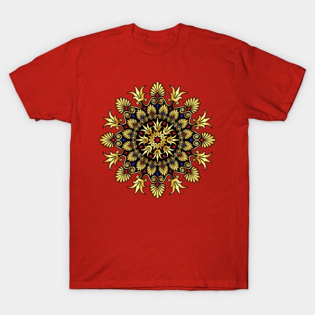 Gold Greek ornament Meander T-Shirt by kavalenkava